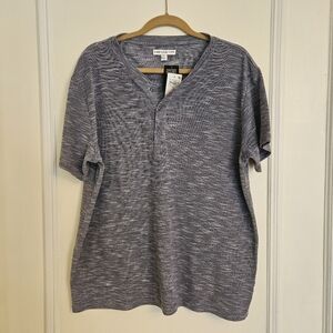 And Now This Heathered Blue Henley Shirt Size XL